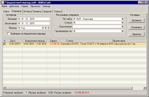 Бюджетный период в списке операций
